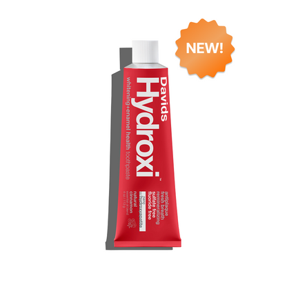 Davids Hydroxi™ balinamoji ir dantų emalį stiprinanti dantų pasta su nano hidroksiapatitu / cinamono skonio, naujiena.