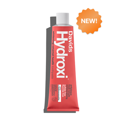 Davids Hydroxi™ balinamoji ir dantų emalį stiprinanti dantų pasta su nano hidroksiapatitu / braškių ir arbūzų skonio, naujiena.